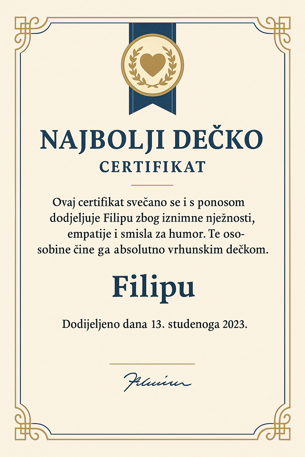 Personalizirani Dokument – tvoja ideja, naš dizajn (certifikati, pozivnice, pisma & više)